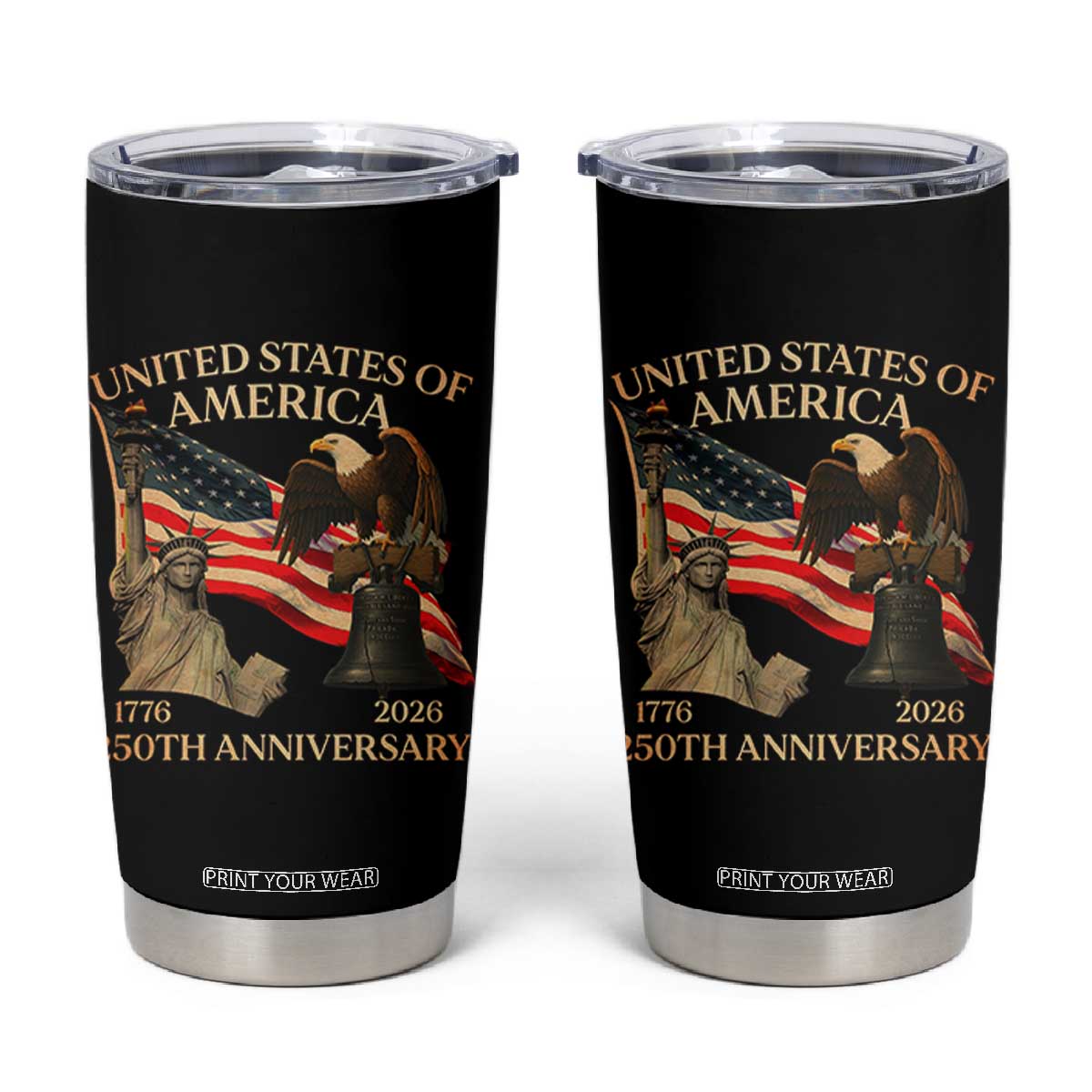 America's 250th Anniversary Tumbler Cup United States Of America 250th Independence Day Freedom TS11 Black Print Your Wear