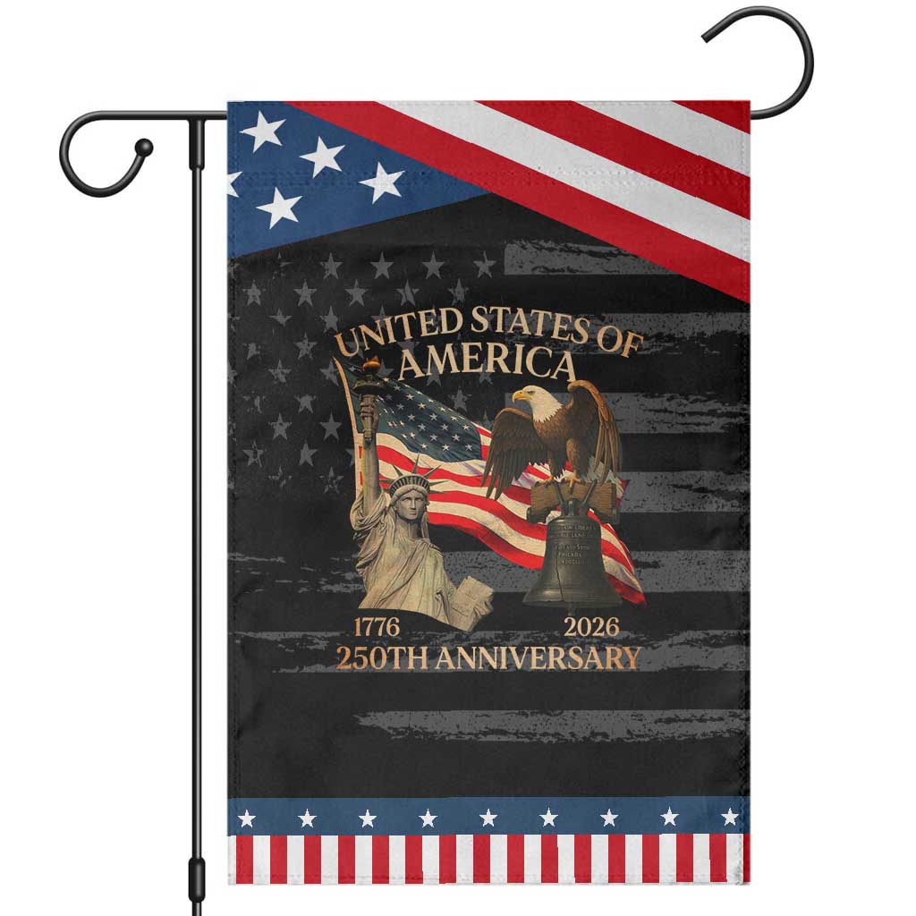America's 250th Anniversary Garden Flag United States Of America 250th Independence Day Freedom TS11 Distressed Black Blue Print Your Wear