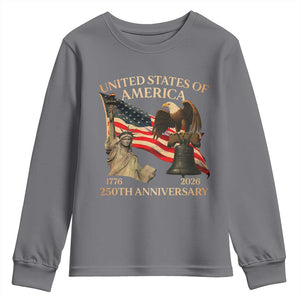 America's 250th Anniversary Youth Sweatshirt United States Of America 250th Independence Day Freedom TS11 Charcoal Print Your Wear