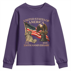 America's 250th Anniversary Youth Sweatshirt United States Of America 250th Independence Day Freedom TS11 Purple Print Your Wear