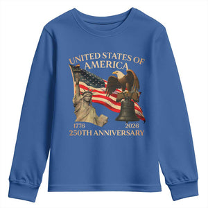 America's 250th Anniversary Youth Sweatshirt United States Of America 250th Independence Day Freedom TS11 Royal Blue Print Your Wear