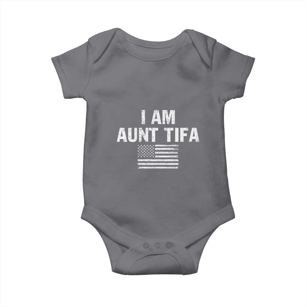 Funny I Am Aunt Tifa Baby Onesie Political Satire Vintage American Flag TS11 Charcoal Print Your Wear