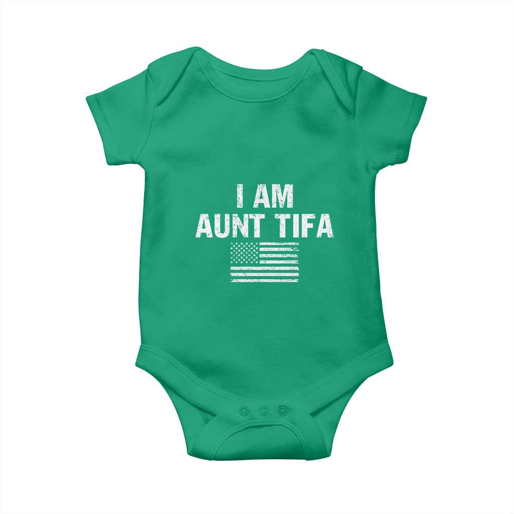Funny I Am Aunt Tifa Baby Onesie Political Satire Vintage American Flag TS11 Irish Green Print Your Wear