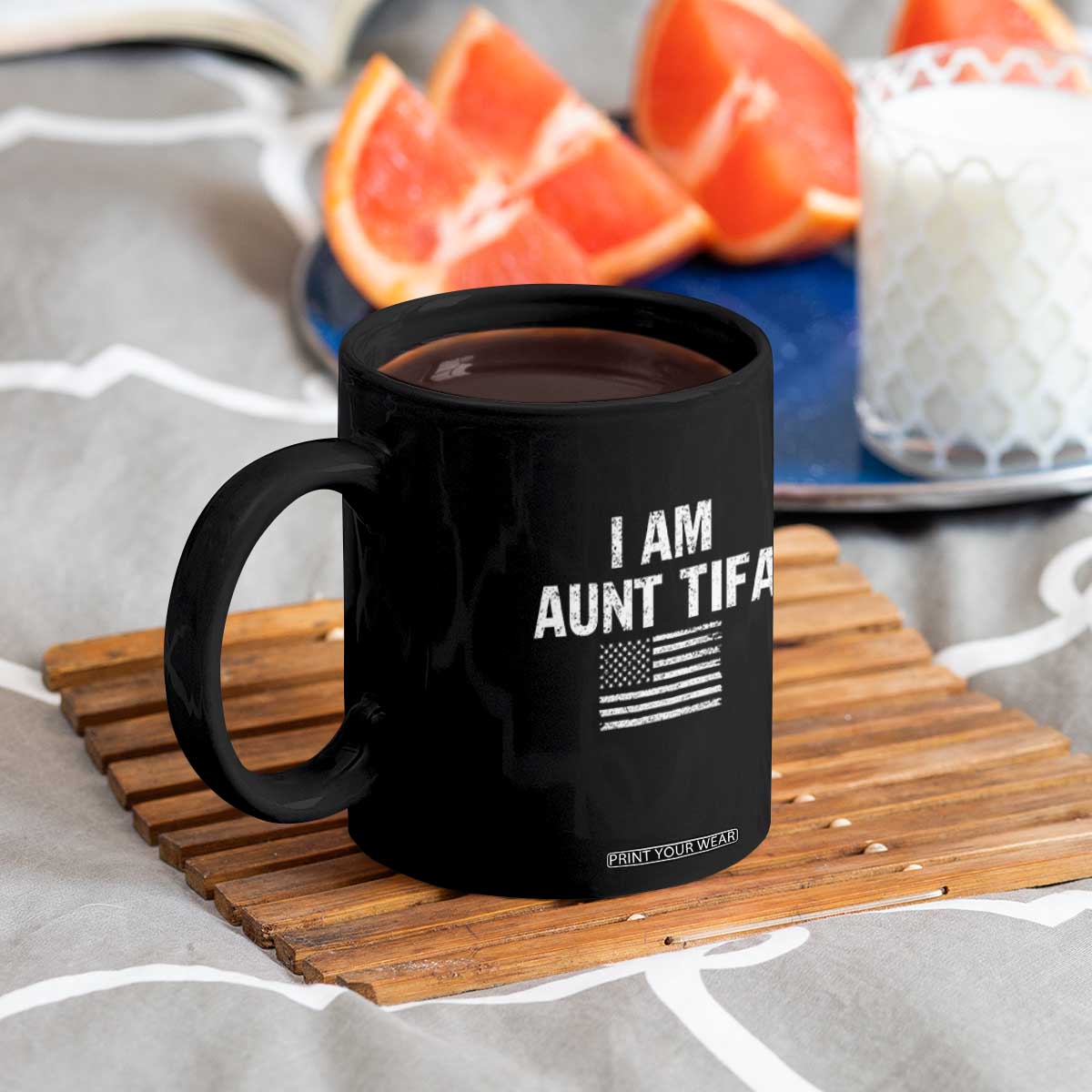 Funny I Am Aunt Tifa Coffee Mug Political Satire Vintage American Flag TS11 Print Your Wear