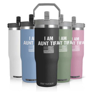 Funny I Am Aunt Tifa Flip Straw Tumbler Political Satire Vintage American Flag TS11 Print Your Wear