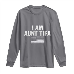 Funny I Am Aunt Tifa Long Sleeve Shirt Political Satire Vintage American Flag TS11 Charcoal Print Your Wear