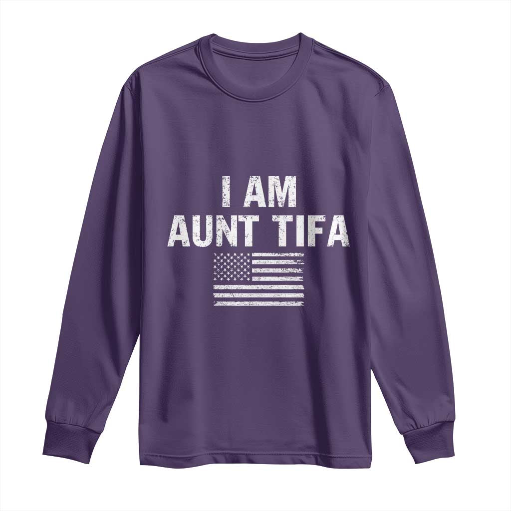 Funny I Am Aunt Tifa Long Sleeve Shirt Political Satire Vintage American Flag TS11 Purple Print Your Wear