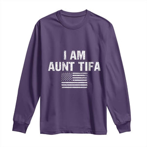 Funny I Am Aunt Tifa Long Sleeve Shirt Political Satire Vintage American Flag TS11 Purple Print Your Wear