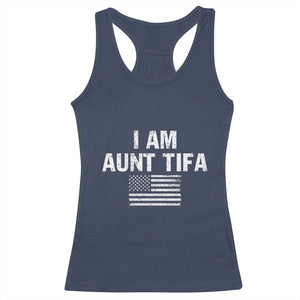 Funny I Am Aunt Tifa Racerback Tank Top Political Satire Vintage American Flag TS11 Navy Print Your Wear
