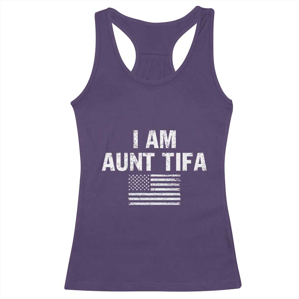 Funny I Am Aunt Tifa Racerback Tank Top Political Satire Vintage American Flag TS11 Purple Print Your Wear