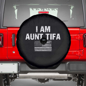 Funny I Am Aunt Tifa Spare Tire Cover Political Satire Vintage American Flag TS11 Black Print Your Wear