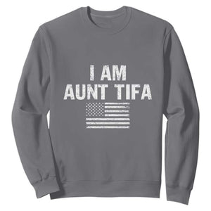 Funny I Am Aunt Tifa Sweatshirt Political Satire Vintage American Flag TS11 Charcoal Print Your Wear