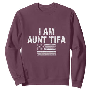 Funny I Am Aunt Tifa Sweatshirt Political Satire Vintage American Flag TS11 Maroon Print Your Wear