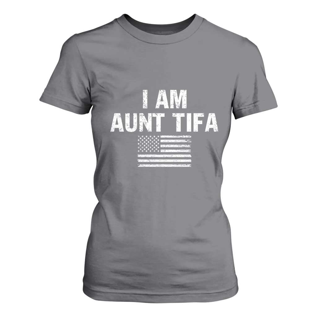Funny I Am Aunt Tifa T Shirt For Women Political Satire Vintage American Flag TS11 Charcoal Print Your Wear