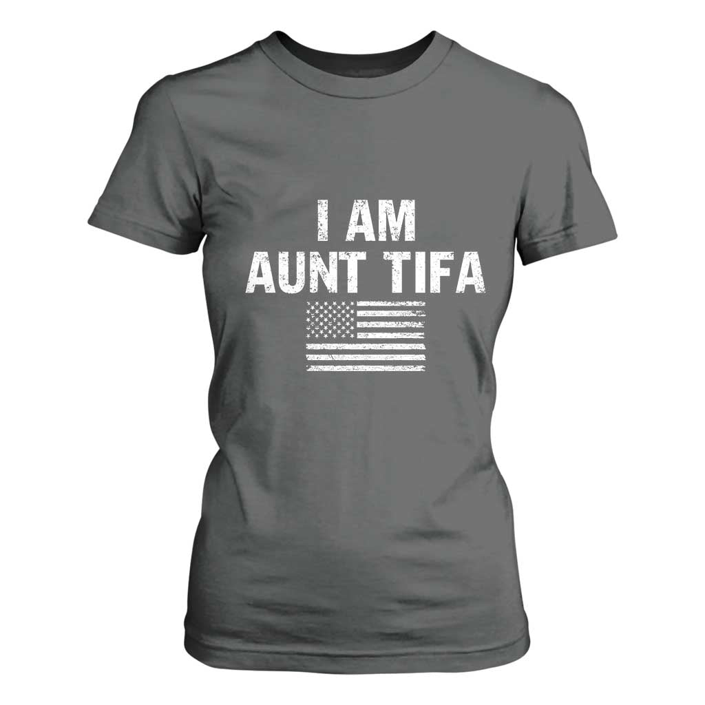 Funny I Am Aunt Tifa T Shirt For Women Political Satire Vintage American Flag TS11 Dark Heather Print Your Wear