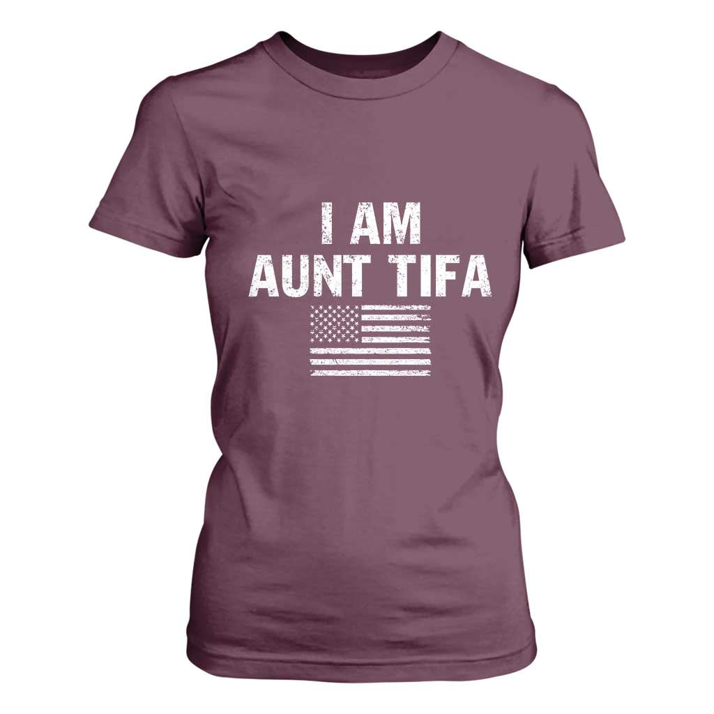 Funny I Am Aunt Tifa T Shirt For Women Political Satire Vintage American Flag TS11 Maroon Print Your Wear