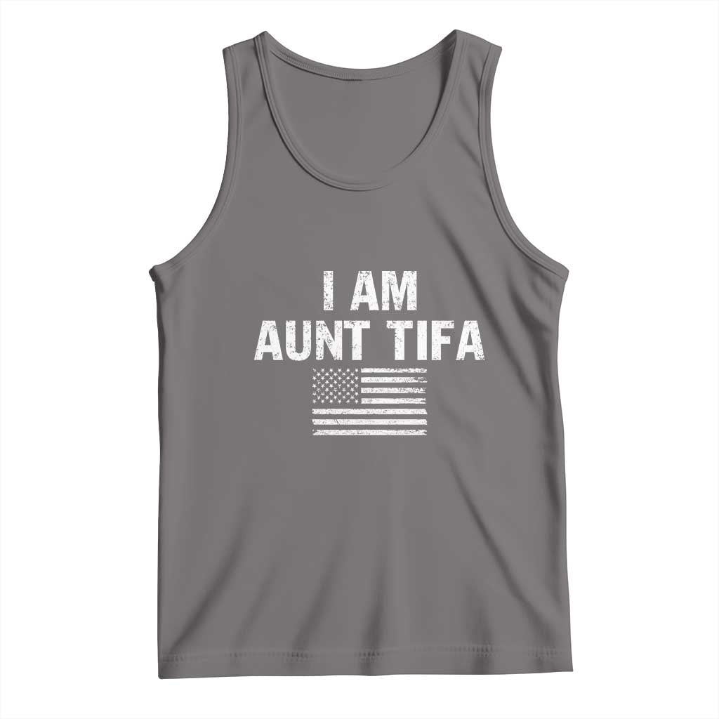 Funny I Am Aunt Tifa Tank Top Political Satire Vintage American Flag TS11 Deep Heather Print Your Wear