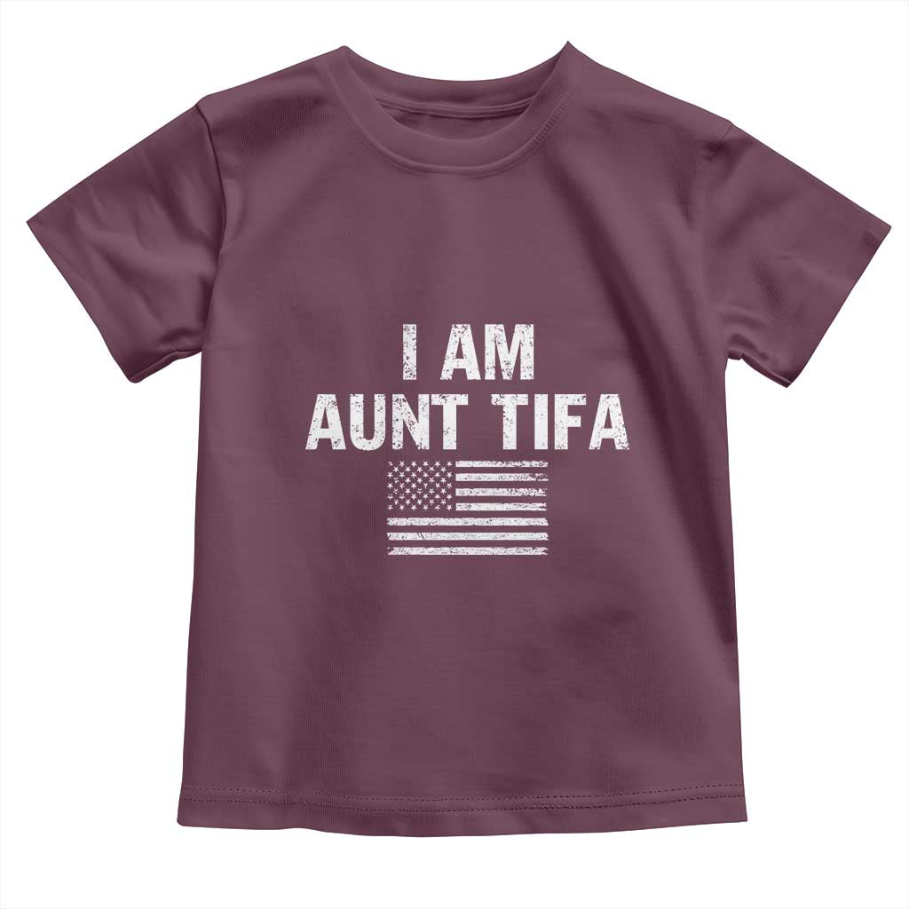 Funny I Am Aunt Tifa Toddler T Shirt Political Satire Vintage American Flag TS11 Maroon Print Your Wear