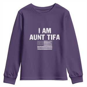 Funny I Am Aunt Tifa Youth Sweatshirt Political Satire Vintage American Flag TS11 Purple Print Your Wear