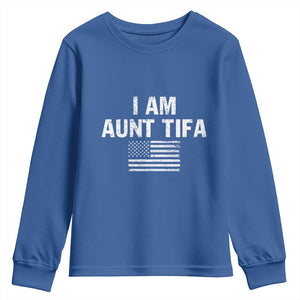Funny I Am Aunt Tifa Youth Sweatshirt Political Satire Vintage American Flag TS11 Royal Blue Print Your Wear