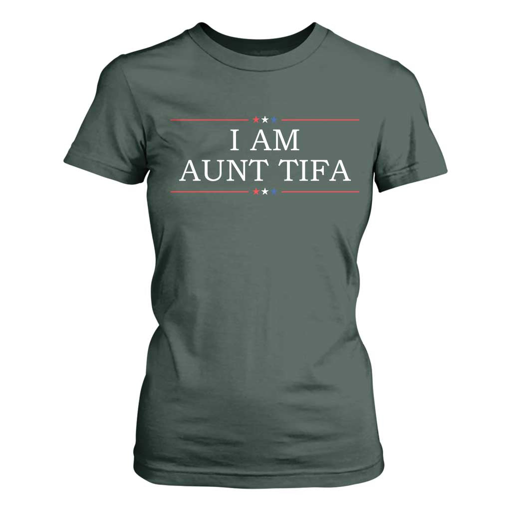 Funny I Am Aunt Tifa T Shirt For Women Political Satire Stars And Stripes TS11 Dark Forest Green Print Your Wear