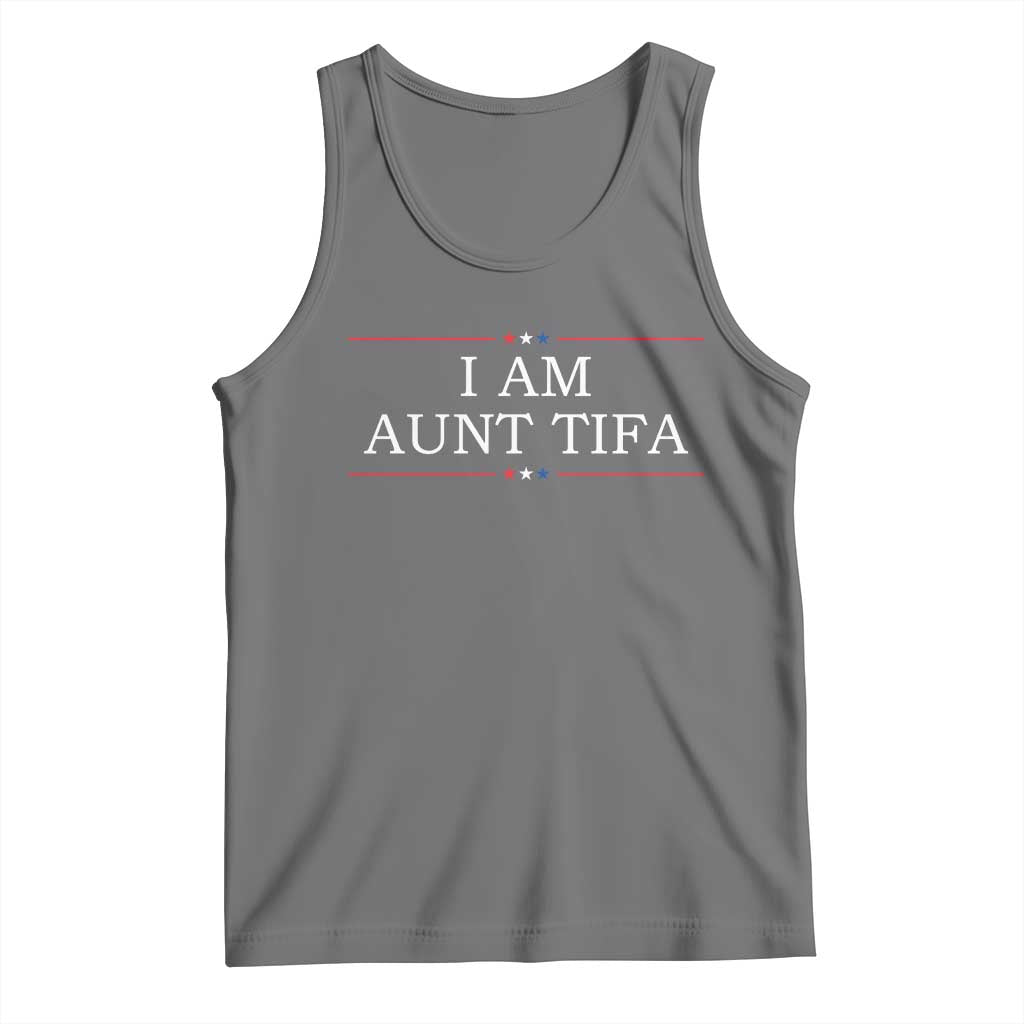 Funny I Am Aunt Tifa Tank Top Political Satire Stars And Stripes TS11 Black Heather Print Your Wear