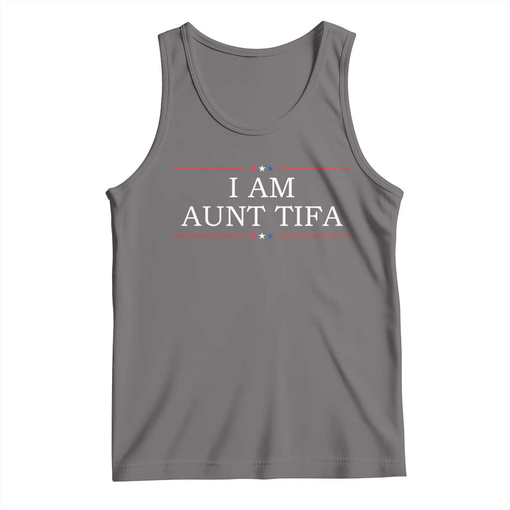 Funny I Am Aunt Tifa Tank Top Political Satire Stars And Stripes TS11 Deep Heather Print Your Wear