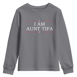 Funny I Am Aunt Tifa Youth Sweatshirt Political Satire Stars And Stripes TS11 Charcoal Print Your Wear