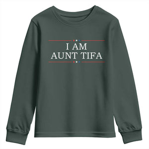 Funny I Am Aunt Tifa Youth Sweatshirt Political Satire Stars And Stripes TS11 Dark Forest Green Print Your Wear