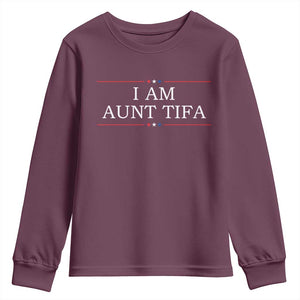 Funny I Am Aunt Tifa Youth Sweatshirt Political Satire Stars And Stripes TS11 Maroon Print Your Wear