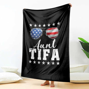 Funny Aunt Tifa Throw Blanket Political Satire American Flag Sunglasses TS11 Print Your Wear