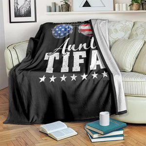 Funny Aunt Tifa Throw Blanket Political Satire American Flag Sunglasses TS11 Print Your Wear