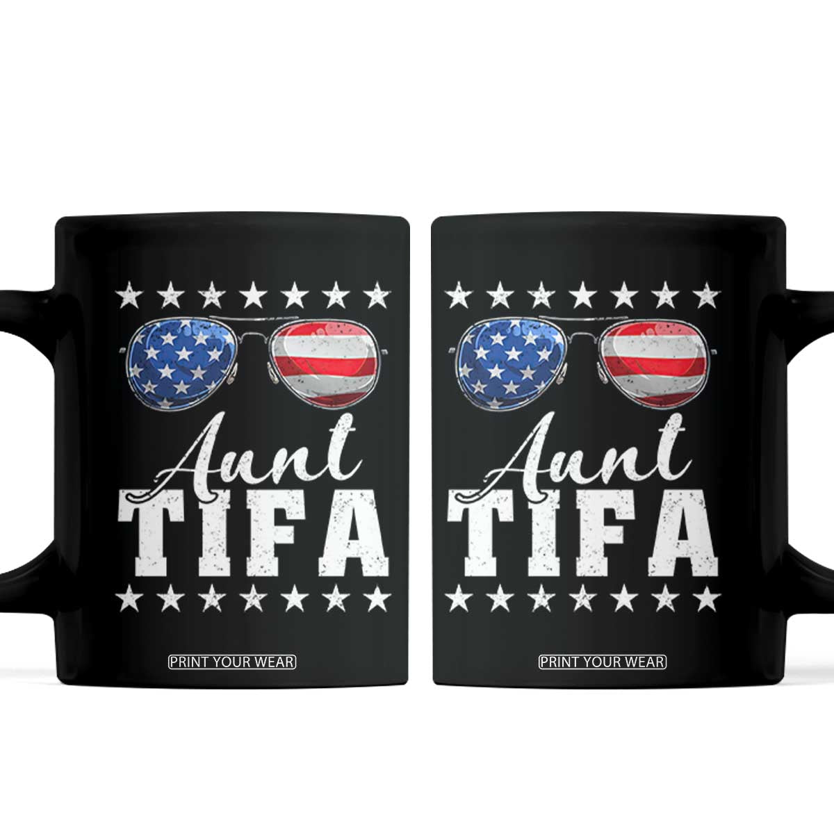 Funny Aunt Tifa Coffee Mug Political Satire American Flag Sunglasses TS11 Black Print Your Wear