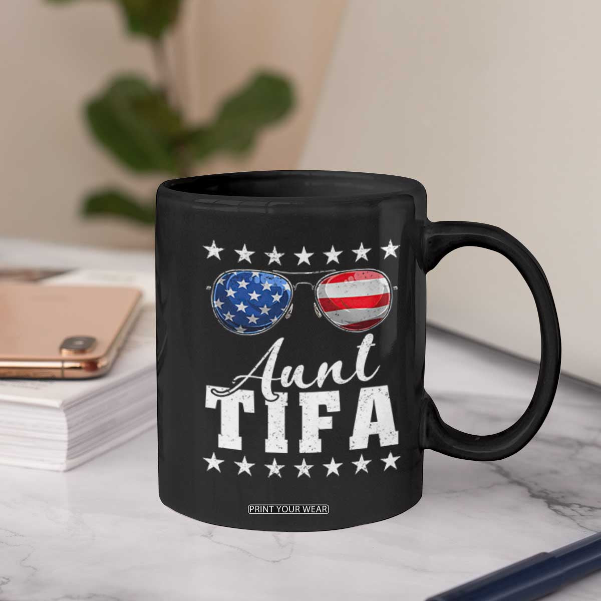 Funny Aunt Tifa Coffee Mug Political Satire American Flag Sunglasses TS11 Print Your Wear