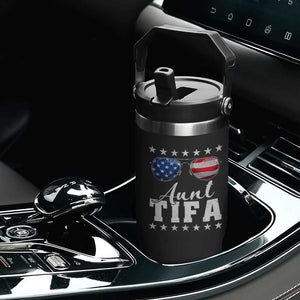 Funny Aunt Tifa Flip Straw Tumbler Political Satire American Flag Sunglasses TS11 Print Your Wear