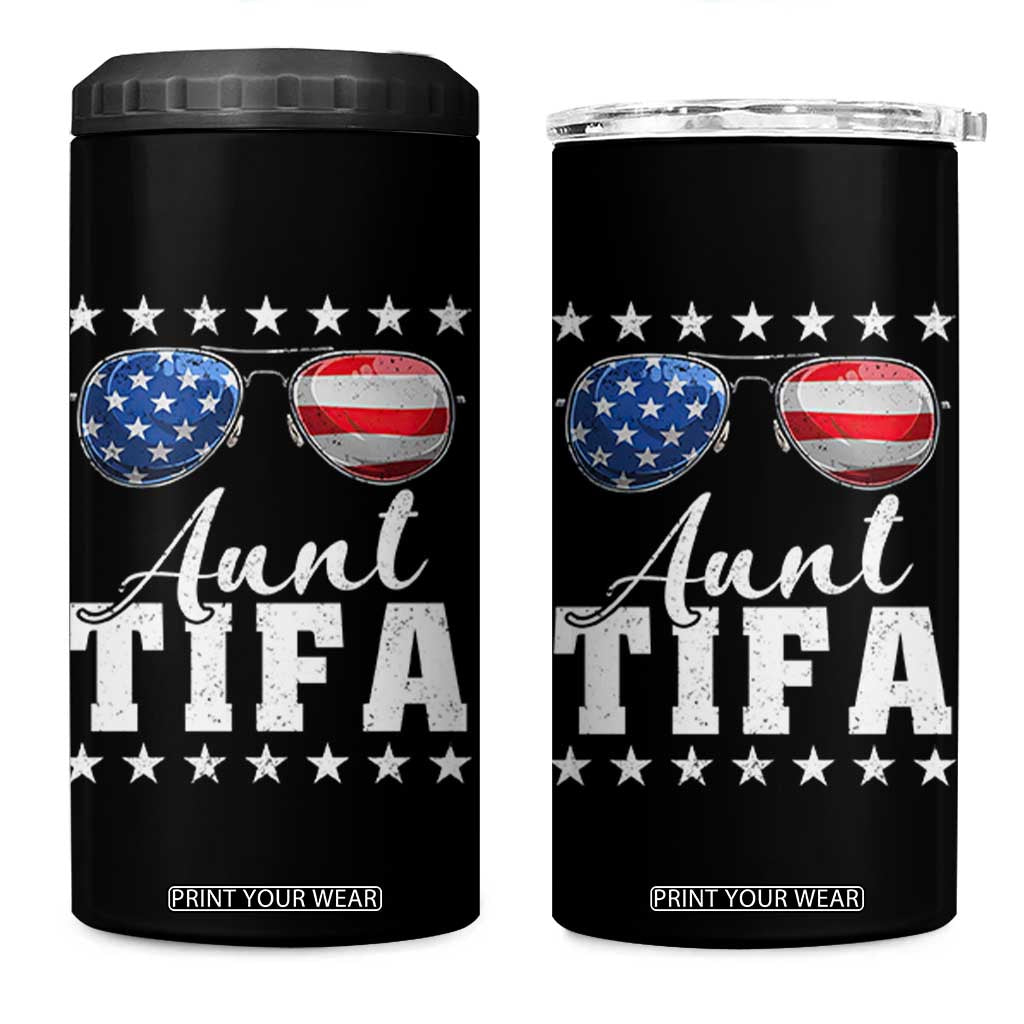 Funny Aunt Tifa 4 in 1 Can Cooler Tumbler Political Satire American Flag Sunglasses TS11 One Size: 16 oz Black Print Your Wear