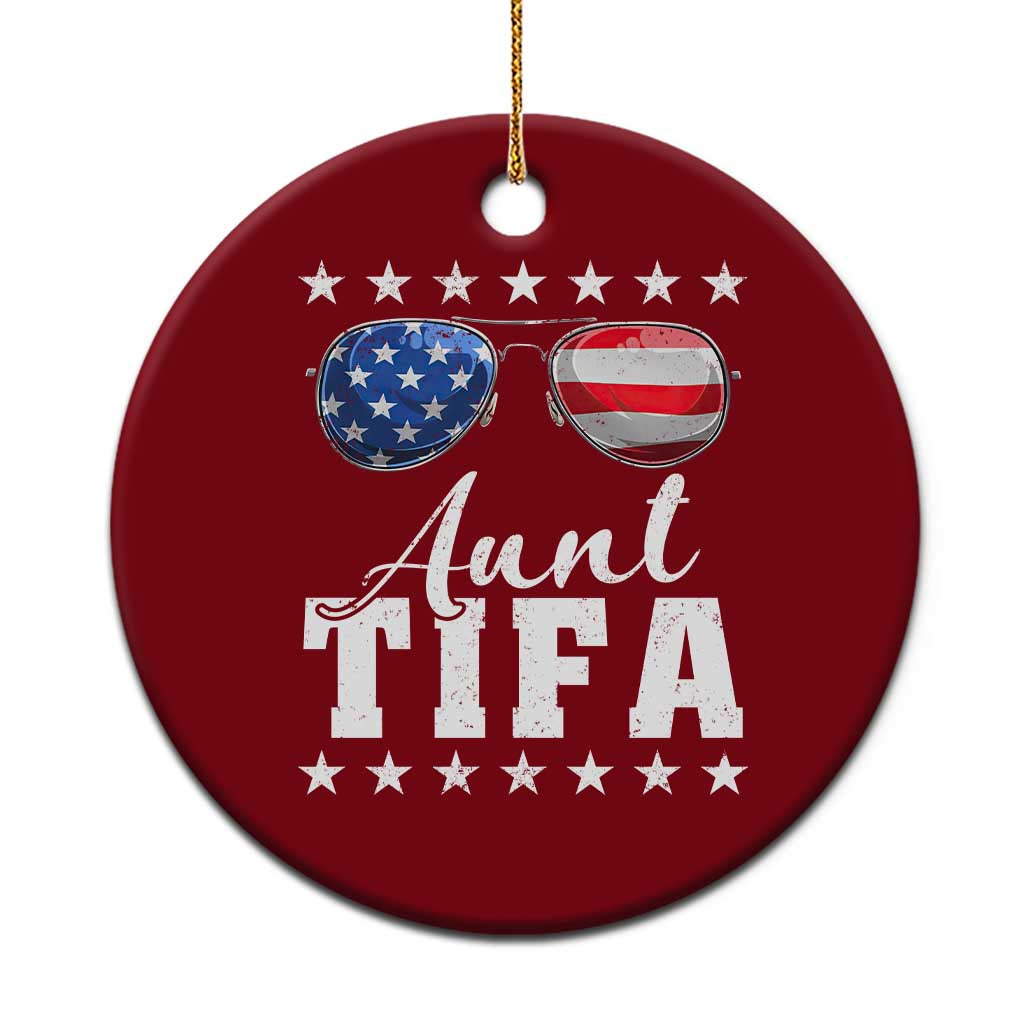 Funny Aunt Tifa Ceramic Ornament Political Satire American Flag Sunglasses TS11 1pc Red Print Your Wear