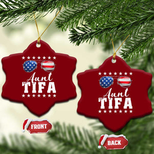 Funny Aunt Tifa Ceramic Ornament Political Satire American Flag Sunglasses TS11 Print Your Wear