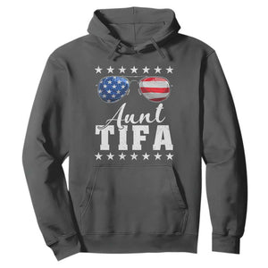 Funny Aunt Tifa Hoodie Political Satire American Flag Sunglasses TS11 Dark Heather Print Your Wear