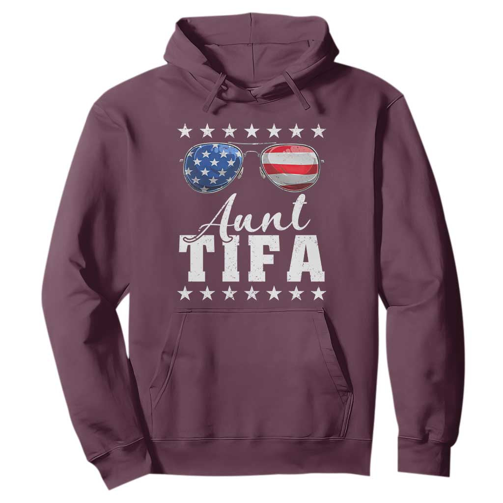 Funny Aunt Tifa Hoodie Political Satire American Flag Sunglasses TS11 Maroon Print Your Wear