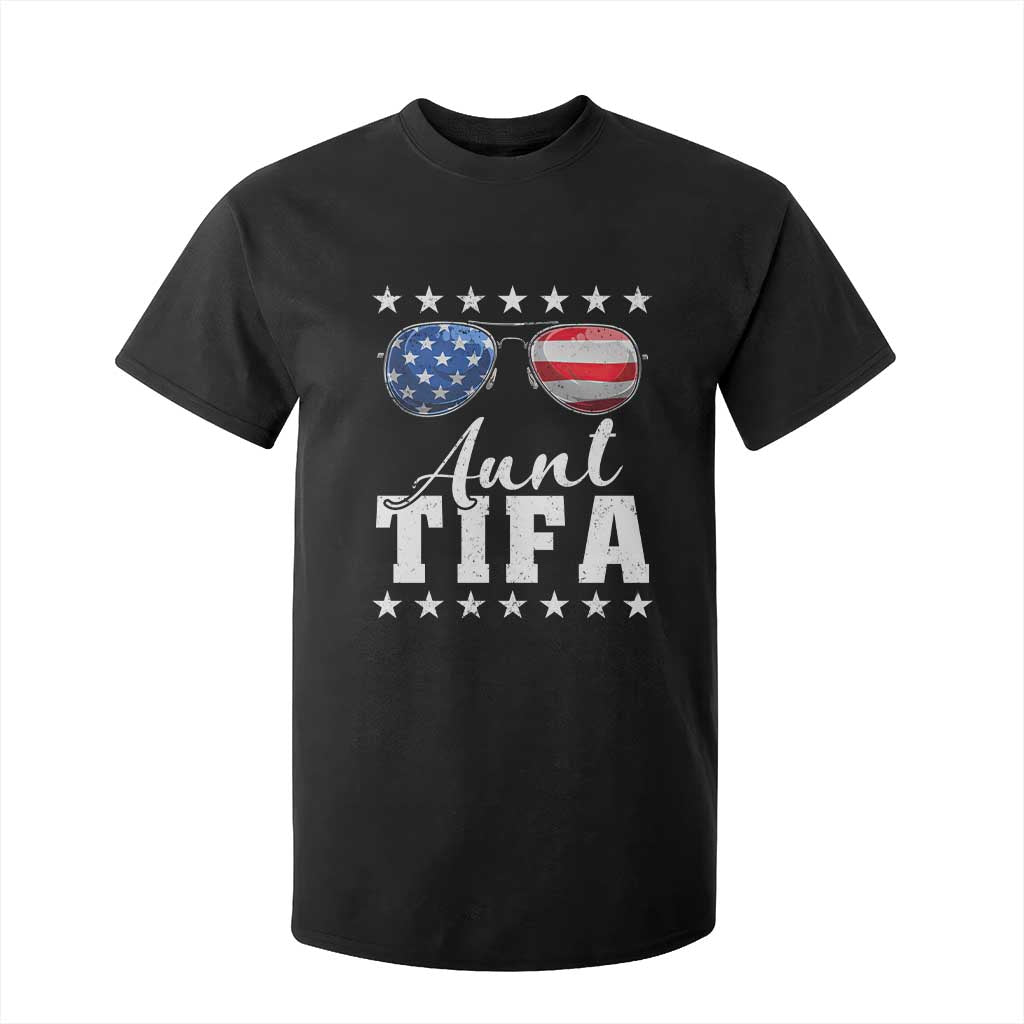 Funny Aunt Tifa T Shirt For Kid Political Satire American Flag Sunglasses TS11 Black Print Your Wear