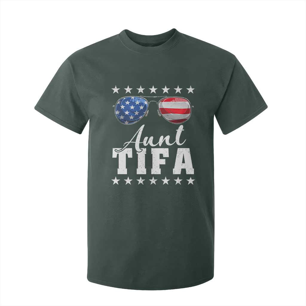 Funny Aunt Tifa T Shirt For Kid Political Satire American Flag Sunglasses TS11 Dark Forest Green Print Your Wear