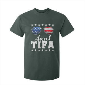 Funny Aunt Tifa T Shirt For Kid Political Satire American Flag Sunglasses TS11 Dark Forest Green Print Your Wear