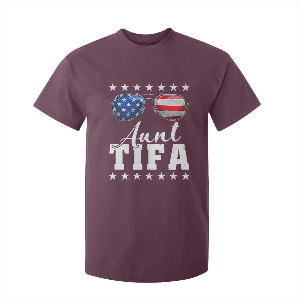 Funny Aunt Tifa T Shirt For Kid Political Satire American Flag Sunglasses TS11 Maroon Print Your Wear