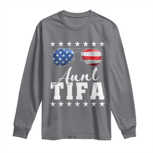 Funny Aunt Tifa Long Sleeve Shirt Political Satire American Flag Sunglasses TS11 Charcoal Print Your Wear
