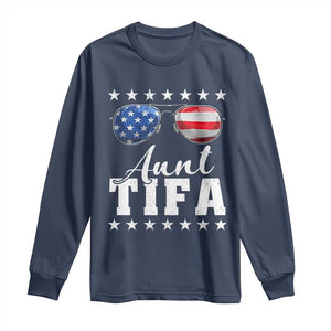 Funny Aunt Tifa Long Sleeve Shirt Political Satire American Flag Sunglasses TS11 Navy Print Your Wear