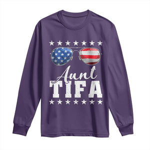 Funny Aunt Tifa Long Sleeve Shirt Political Satire American Flag Sunglasses TS11 Purple Print Your Wear