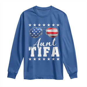 Funny Aunt Tifa Long Sleeve Shirt Political Satire American Flag Sunglasses TS11 Royal Blue Print Your Wear
