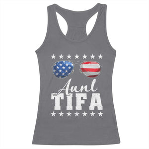 Funny Aunt Tifa Racerback Tank Top Political Satire American Flag Sunglasses TS11 Charcoal Print Your Wear