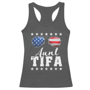 Funny Aunt Tifa Racerback Tank Top Political Satire American Flag Sunglasses TS11 Dark Heather Print Your Wear